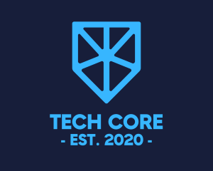 Blue Tech Shield logo design