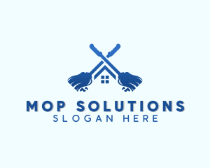 Housekeeper Cleaning Mop logo design