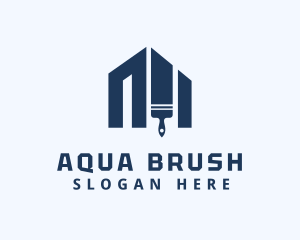 Blue Home Paint Brush logo design