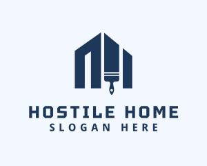 Blue Home Paint Brush logo design