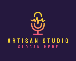 Microphone Broadcast Studio logo design