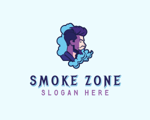 Smoke Vaping Hipster Man  logo design