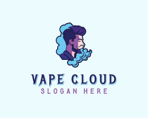 Smoke Vaping Hipster Man  logo design