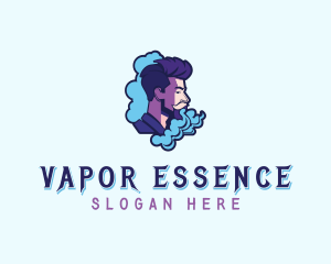 Smoke Vaping Hipster Man  logo design
