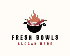 Flaming Spicy Bowl logo design