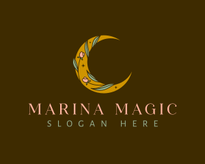 Crescent Moon Flower logo design