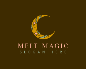 Crescent Moon Flower logo design