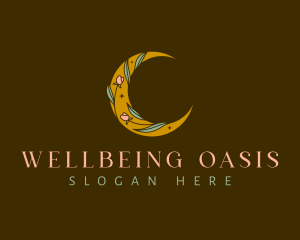 Crescent Moon Flower logo design