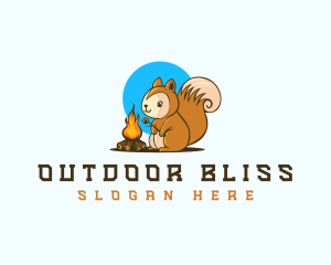 Marshmallow Squirrel Campfire  logo design