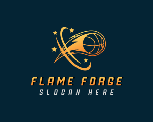 Sports Basketball Flame logo design