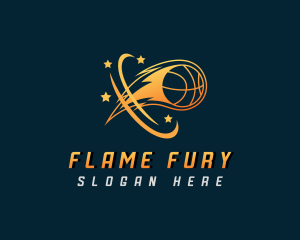 Sports Basketball Flame logo design