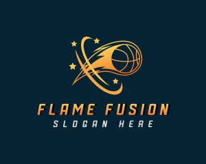 Sports Basketball Flame logo design