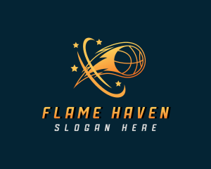 Sports Basketball Flame logo design