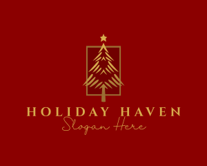 Gold Holiday Christmas logo design