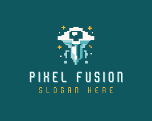 Gaming UFO Pixelated logo design