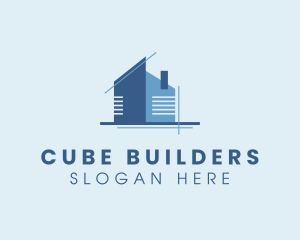 House Blueprint Structure logo design