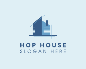 House Blueprint Structure logo design