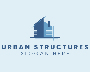 House Blueprint Structure logo design