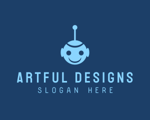 Happy Blue Robot Boy logo design