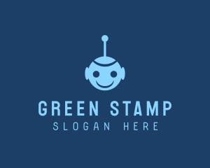 Happy Blue Robot Boy logo design