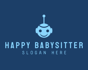 Happy Blue Robot Boy logo design