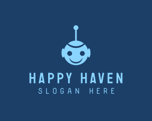 Happy Blue Robot Boy logo design