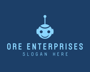 Happy Blue Robot Boy logo design