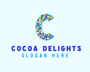 Ice Cream Sprinkles Letter C logo design