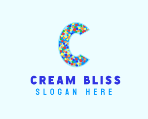 Ice Cream Sprinkles Letter C logo design