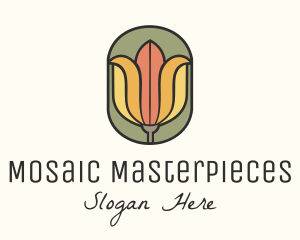 Tulip Flower Stained Glass logo design