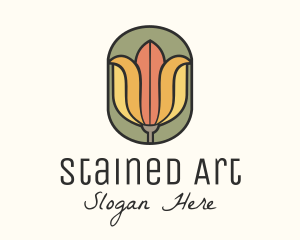 Tulip Flower Stained Glass logo design