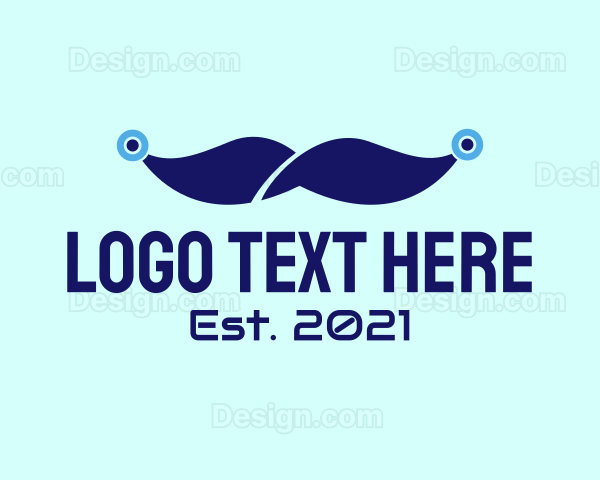 Blue Tech Mustache Logo