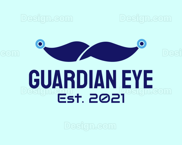 Blue Tech Mustache Logo