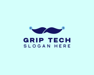 Tech Circuit Mustache  logo design