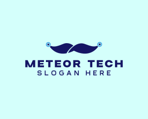 Tech Circuit Mustache  logo design