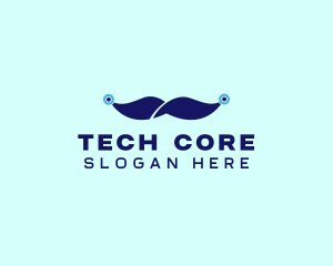 Tech Circuit Mustache  logo design