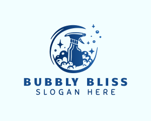 Blue Cleaning Spray Bottle logo design