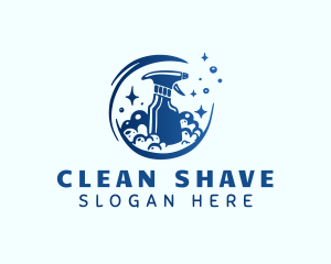 Blue Cleaning Spray Bottle logo design