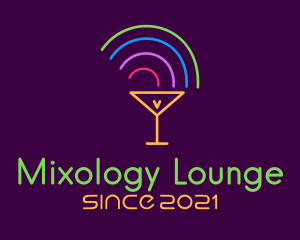 Rainbow Cocktail Glass logo design