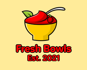 Strawberry Dessert Bowl logo design