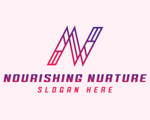 Modern Outline Letter N logo design