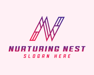 Modern Outline Letter N logo design