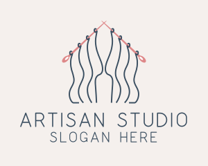 Knitting Needle Thread  logo design