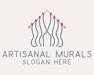 Knitting Needle Thread  logo design