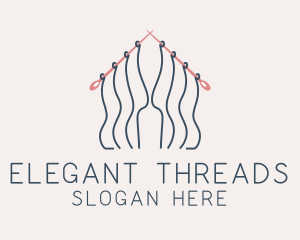 Knitting Needle Thread  logo design