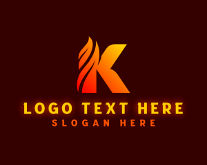 Fire Feather Letter K logo