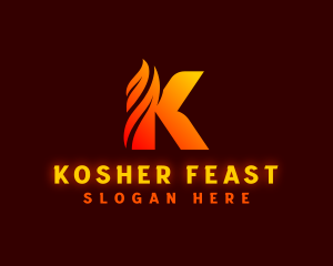 Fire Feather Letter K logo design