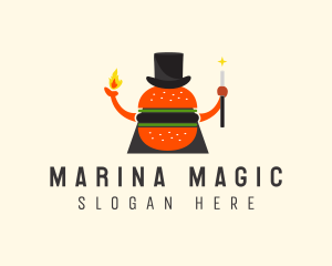 Magician Burger Hat logo design