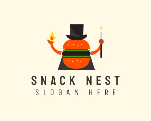 Magician Burger Hat logo design