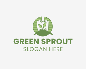 Shovel Leaf Sprout logo design